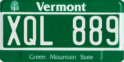 VT license plate XQL889