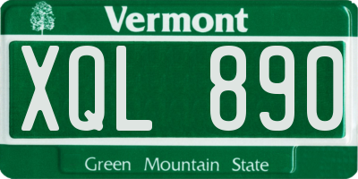 VT license plate XQL890