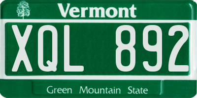 VT license plate XQL892