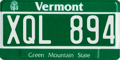 VT license plate XQL894