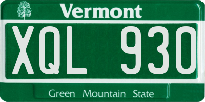 VT license plate XQL930