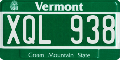 VT license plate XQL938