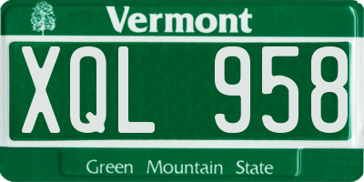 VT license plate XQL958