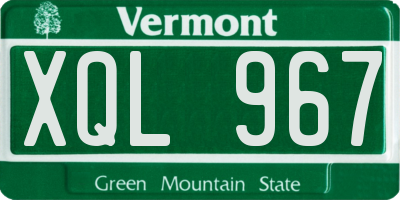 VT license plate XQL967