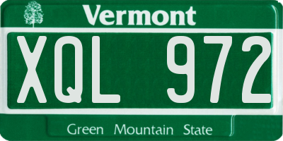 VT license plate XQL972