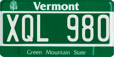 VT license plate XQL980