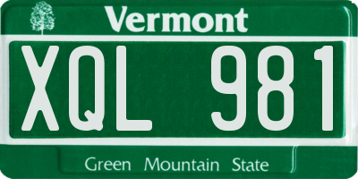 VT license plate XQL981