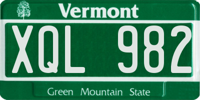 VT license plate XQL982