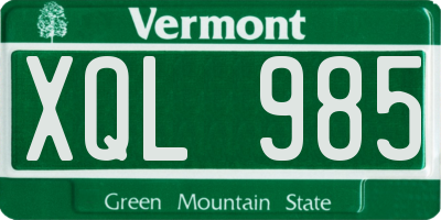 VT license plate XQL985