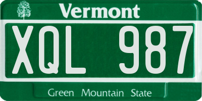 VT license plate XQL987