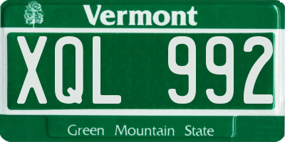 VT license plate XQL992