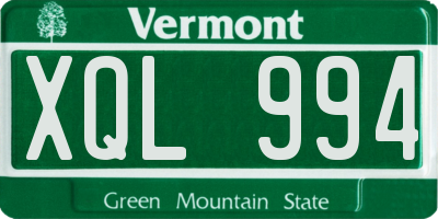 VT license plate XQL994