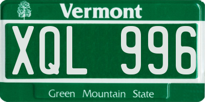 VT license plate XQL996