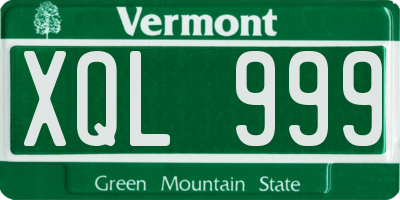VT license plate XQL999