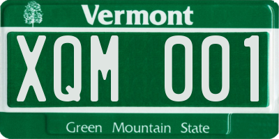 VT license plate XQM001