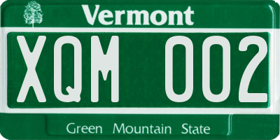 VT license plate XQM002