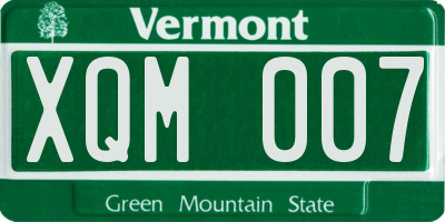 VT license plate XQM007