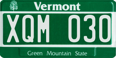 VT license plate XQM030