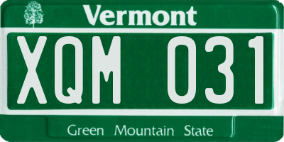 VT license plate XQM031