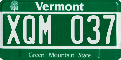 VT license plate XQM037