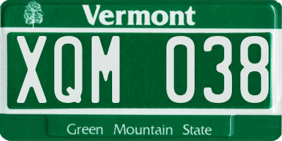 VT license plate XQM038