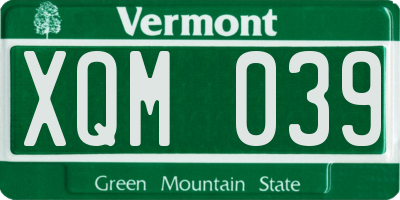 VT license plate XQM039