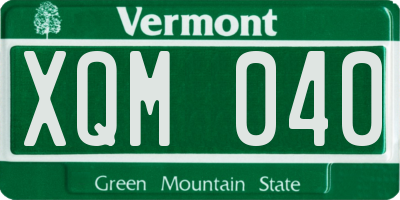 VT license plate XQM040