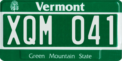 VT license plate XQM041