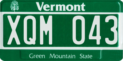 VT license plate XQM043