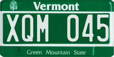 VT license plate XQM045