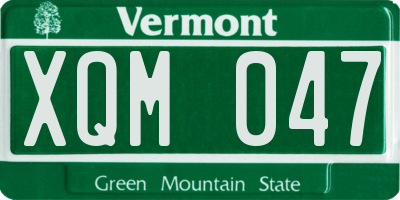 VT license plate XQM047