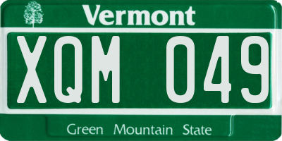 VT license plate XQM049