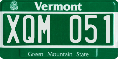 VT license plate XQM051