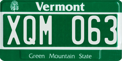 VT license plate XQM063