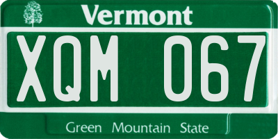 VT license plate XQM067
