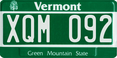 VT license plate XQM092