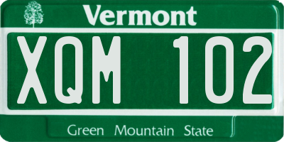 VT license plate XQM102