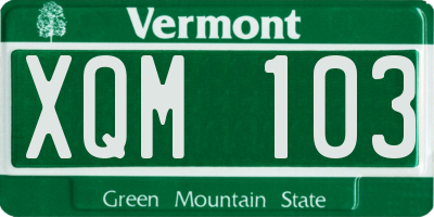 VT license plate XQM103