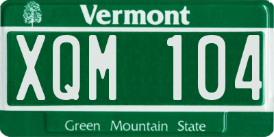 VT license plate XQM104