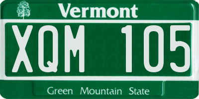 VT license plate XQM105