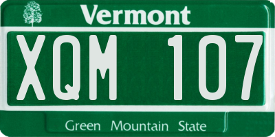 VT license plate XQM107