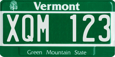 VT license plate XQM123