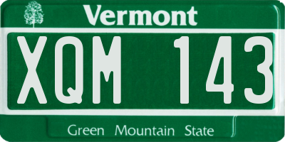VT license plate XQM143
