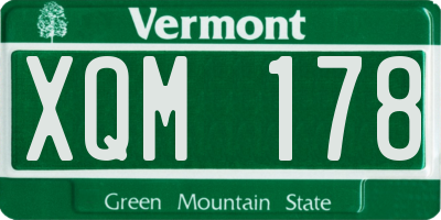 VT license plate XQM178