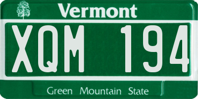 VT license plate XQM194
