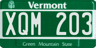 VT license plate XQM203