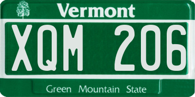 VT license plate XQM206