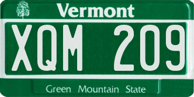 VT license plate XQM209