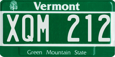 VT license plate XQM212