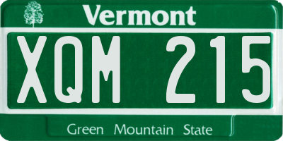 VT license plate XQM215